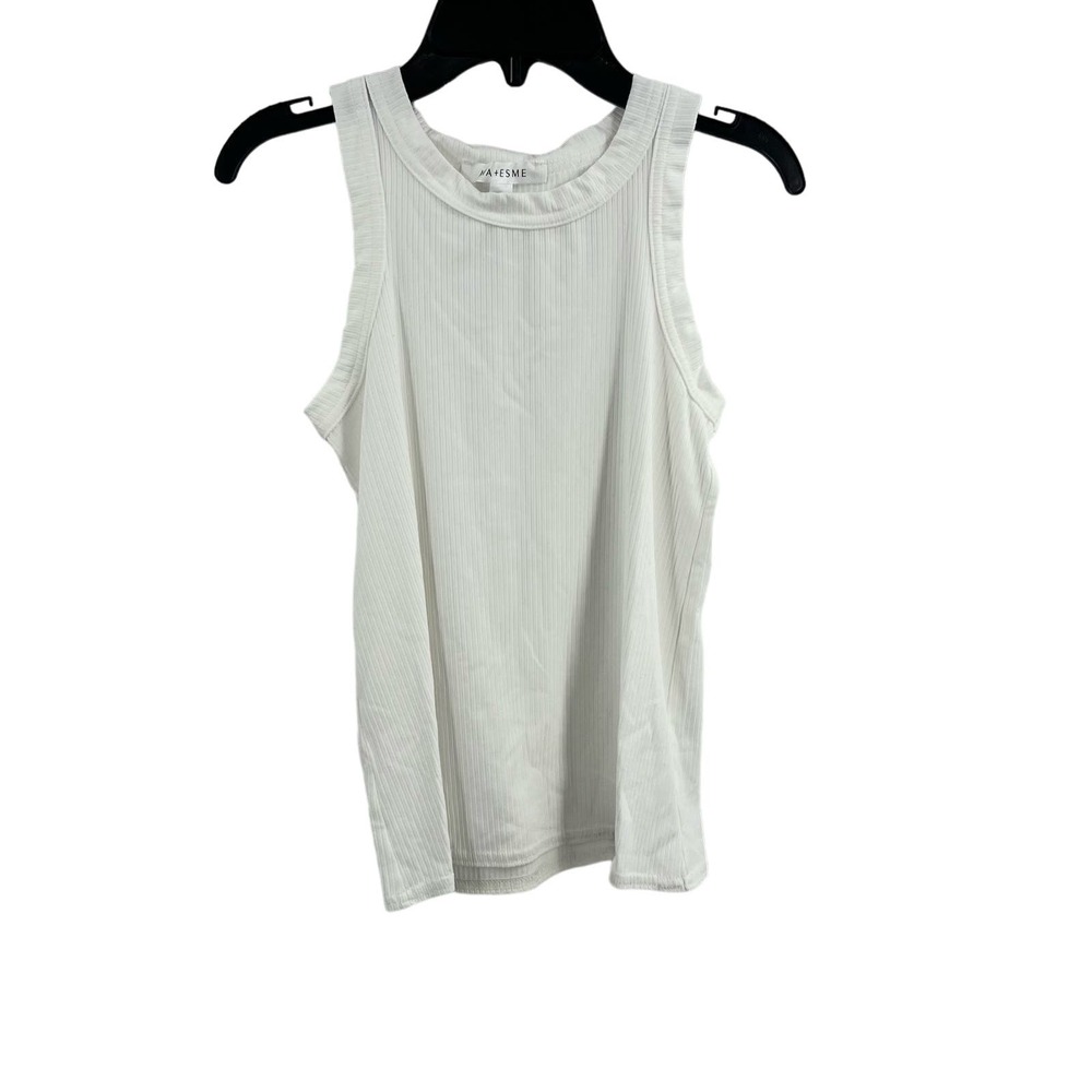 Ava + Esme‎ White Ribbed Sleeveless Tee New Size Medium